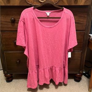 Caslon Peplum Short Sleeve ScoopNeck Blouse Size 4X